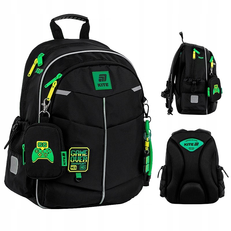 Školský batoh pre prvákov Kite K25-771S-4, čierny, ortopedický a ľahký